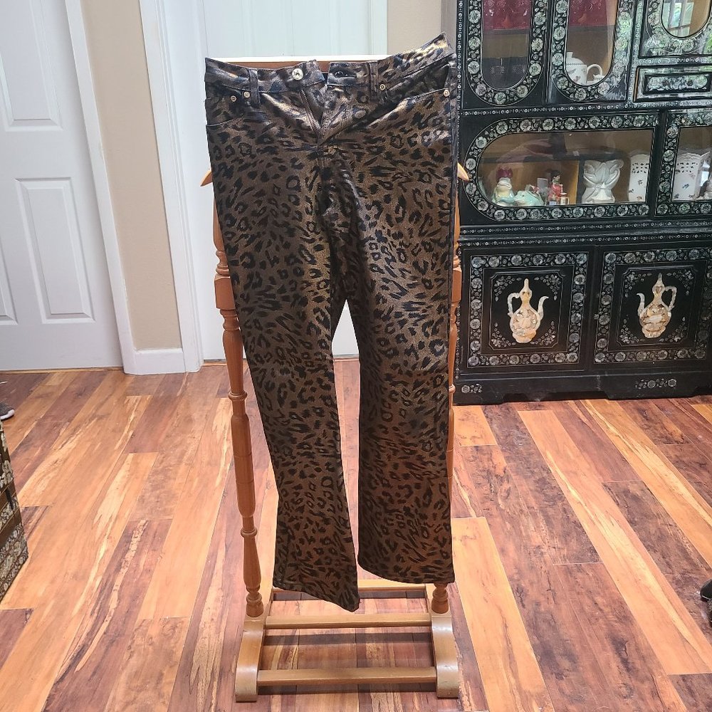 Diane Gilman, Metallic, animal print jeans, size 4P